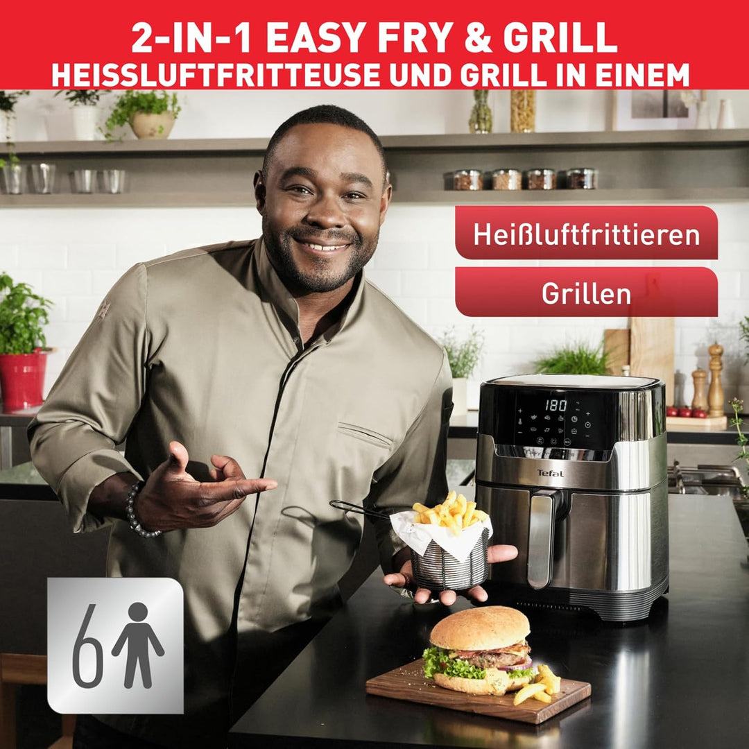 Tefal EY505D Easy Fry & Grill Heissluftfritteuse | 2-in-1 Technologie (Air Fryer und Grill) | Digita