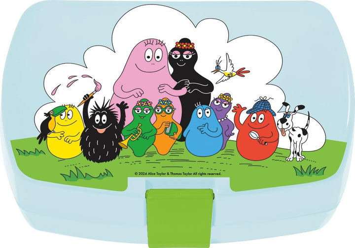 FUN HOUSE | Komplettes Set Lunchbox Barbapapa für Kinder | 1 Glas, 2 Teller + Besteck + Trinkflasche