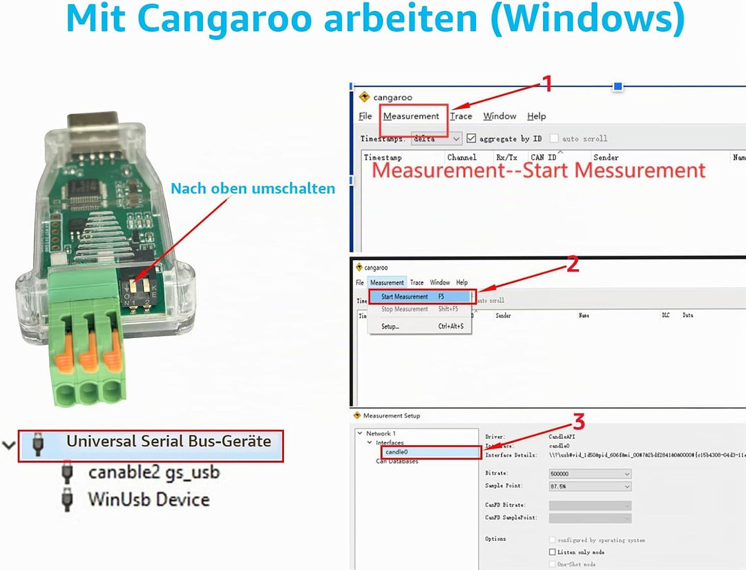 DSD TECH SH-C31A USB-zu-CAN-Adapter mit FD-Unterstützung basierend auf Canable 2.0