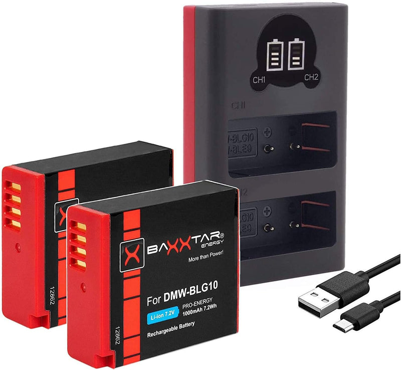 Baxxtar Pro DMW-BLG10-E DMW-BLE9-E BP-DC15-E Akku-Pack/echte 1000mAh / mit Ladegerät Mini 18572 USB