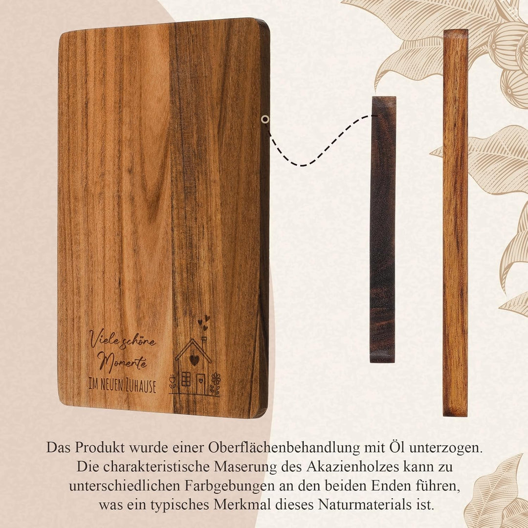 Xuniea Einweihungsgeschenk 23 x 15 cm Holz Frühstücksbrett Baumwolle Küchentuch Neues Zuhause Gesche