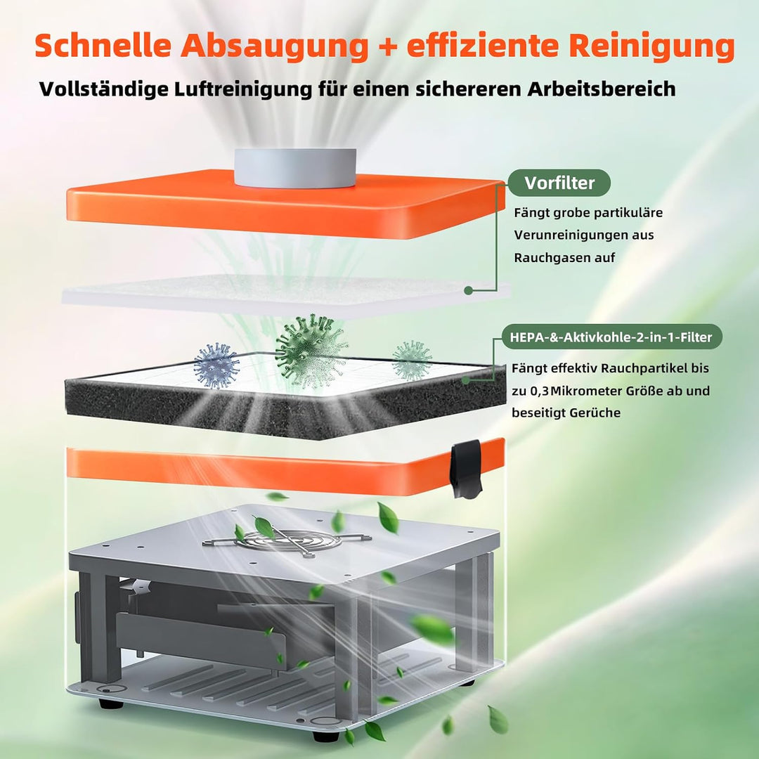 Lötrauchabsaugung, Desktop-Rauchdämpfer mit 3-stufigen HEPA- und Aktivkohlefiltern zum Löten, Leiter
