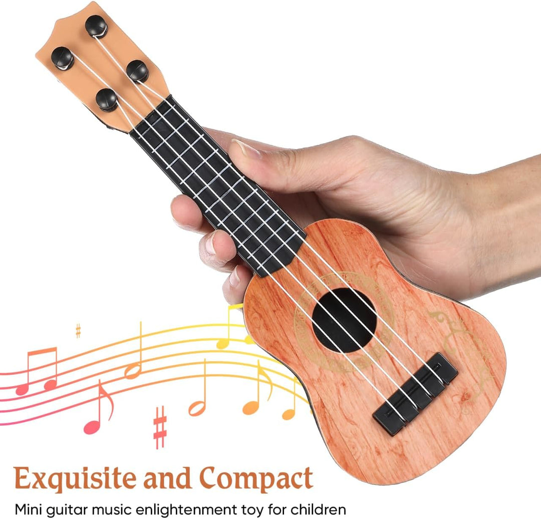 SAFIGLE 25cm Gitarre für Kinder：Mini Kindergitarre Ukulele Spielzeug 4-Saitige Musikgitarre Modell -