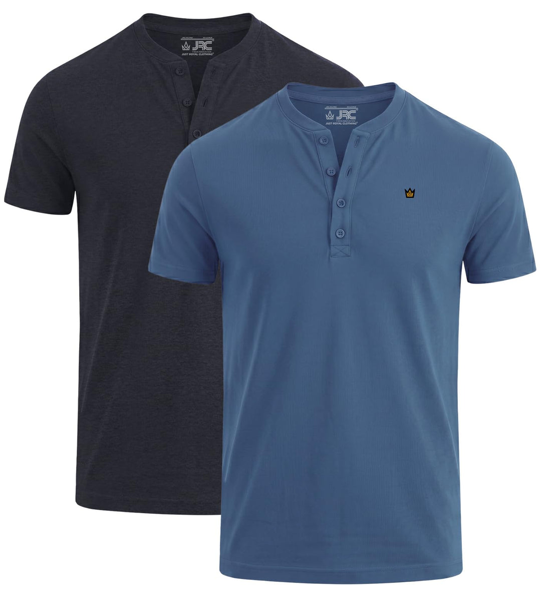 JRC Just Royal Clothing 2er-Pack Herren-Henley-T-Shirts mit halben Ärmeln, leichte Henley-Oberteile