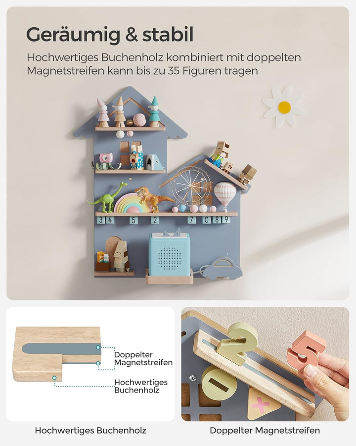 SONGMICS Regal für Toniebox, Wandregal für 35 Figuren, Kinderregal, einfache Montage, Kinderzimmer,