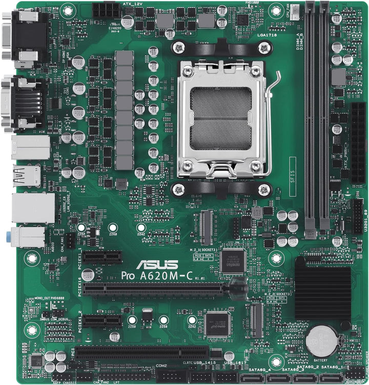 ASUS PRO A620M-C-CSM Mainboard Sockel AMD AM5 (Ryzen AM5, mATX, DDR5, M.2 PCIe 4.0, 1Gb Ethernet, US