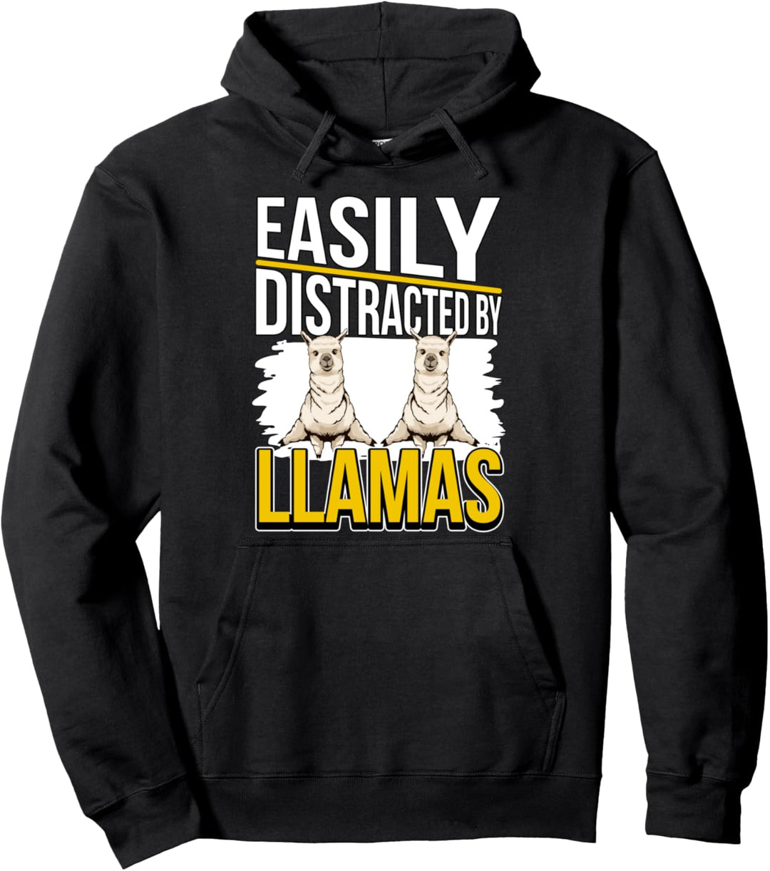 Easily Distracted By Llamas Lama Pullover Hoodie