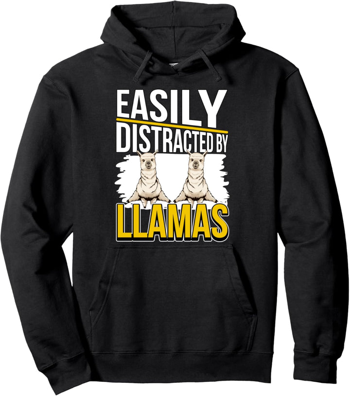 Easily Distracted By Llamas Lama Pullover Hoodie