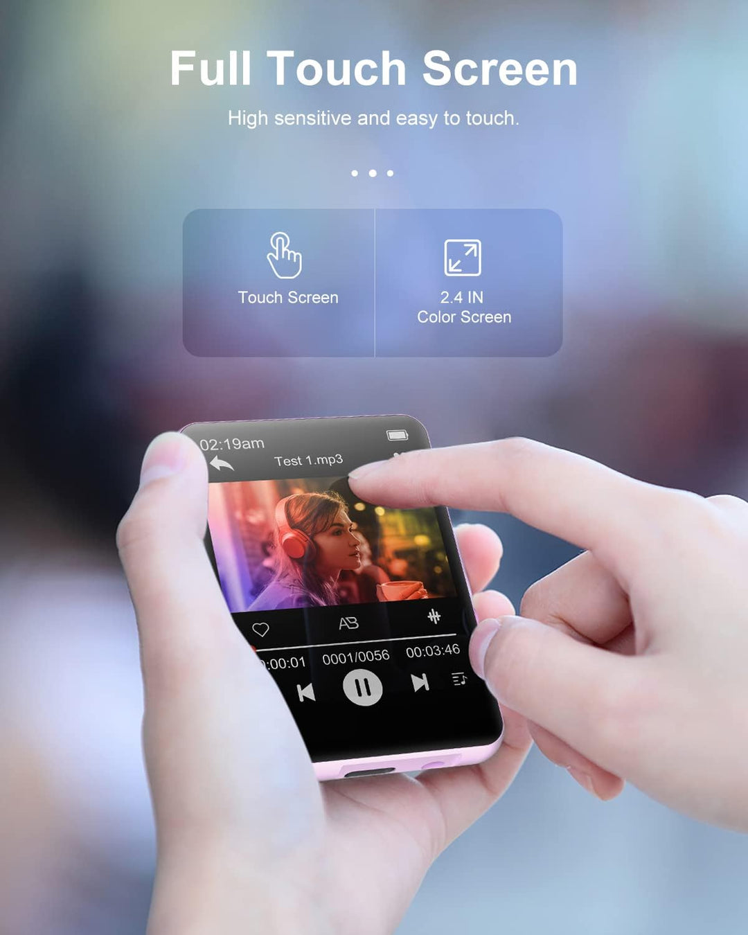 64GB MP3-Player mit Bluetooth 5.0, joliker Tragbarer Digitaler Verlustfreier Musik , 2,4IN Full-Touc