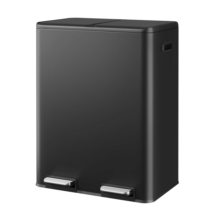 WLIVE Mülleimer 2 x 30L (60L Gesamtvolumen),Mülleimer Küche,Edelstahl Mülltrennsystem mit Mülleimer