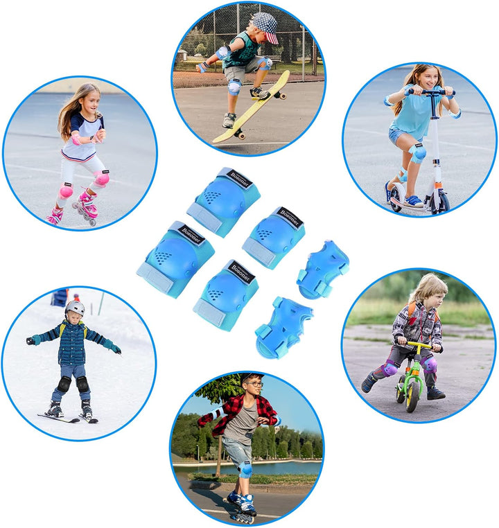 BOSONER Knieschoner Kinder Schoner Inliner Protektoren 6er Set Schützer Inliner Inline Skates Knie U