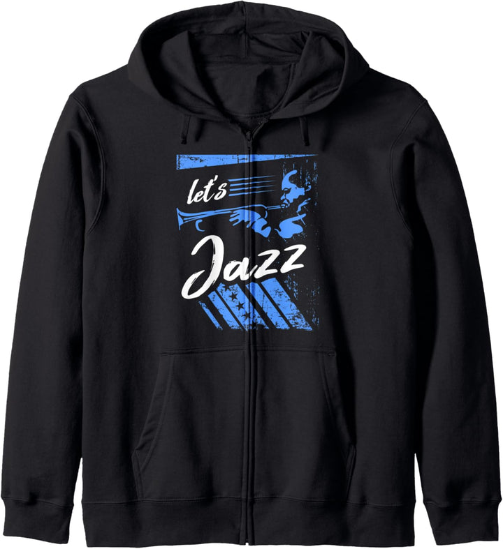 Let's Jazz Trompeter Blaue Farbtöne Musiker Kapuzenjacke
