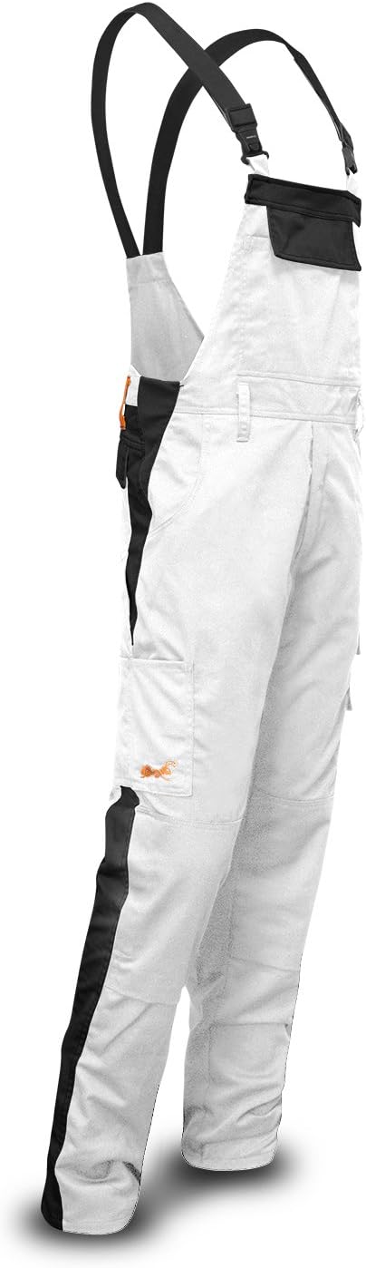 strongAnt Latzhose Herren Stretch Arbeitshose Arbeitslatzhose mit Kniepolstertaschen Schwarz Grau We