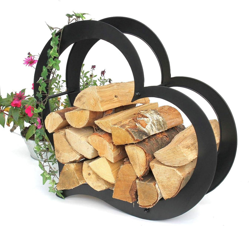 DanDiBo Kaminholzregal Metall Innen Herz Kaminholzständer 66 cm Holzkorb Kaminholzhalter Holzregal