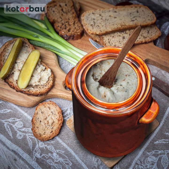 KOTARBAU® Gärtopf 2,5 L Braun Steinzeugtopf mit Hermetikdeckel Sauerkrauttopf Gurkentopf Einmachtopf