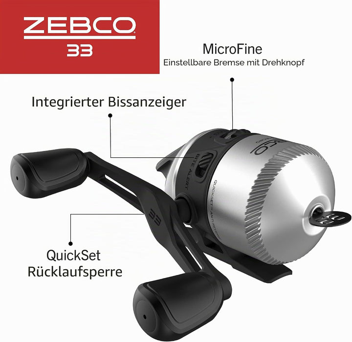 Zebco 33 Micro Spincast Angelrolle, Grösse 10 Rolle, wechselbare Rechts- oder Linkshänder-Apportieru