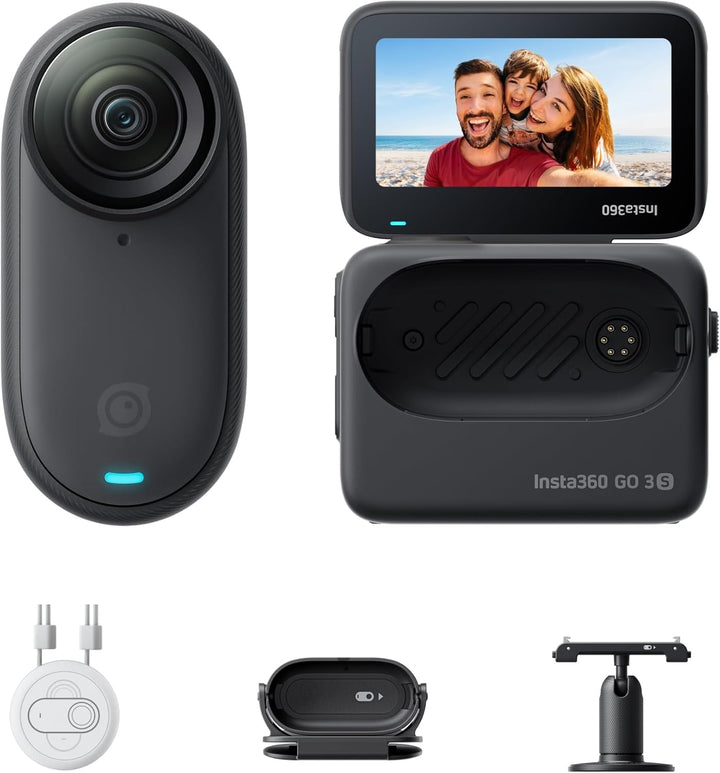 Insta360 GO 3S 128 GB Nachtschwarz- Tragbare 4K Mini-Kamera, Freihand-POVs, Überall anbringbar, Stab