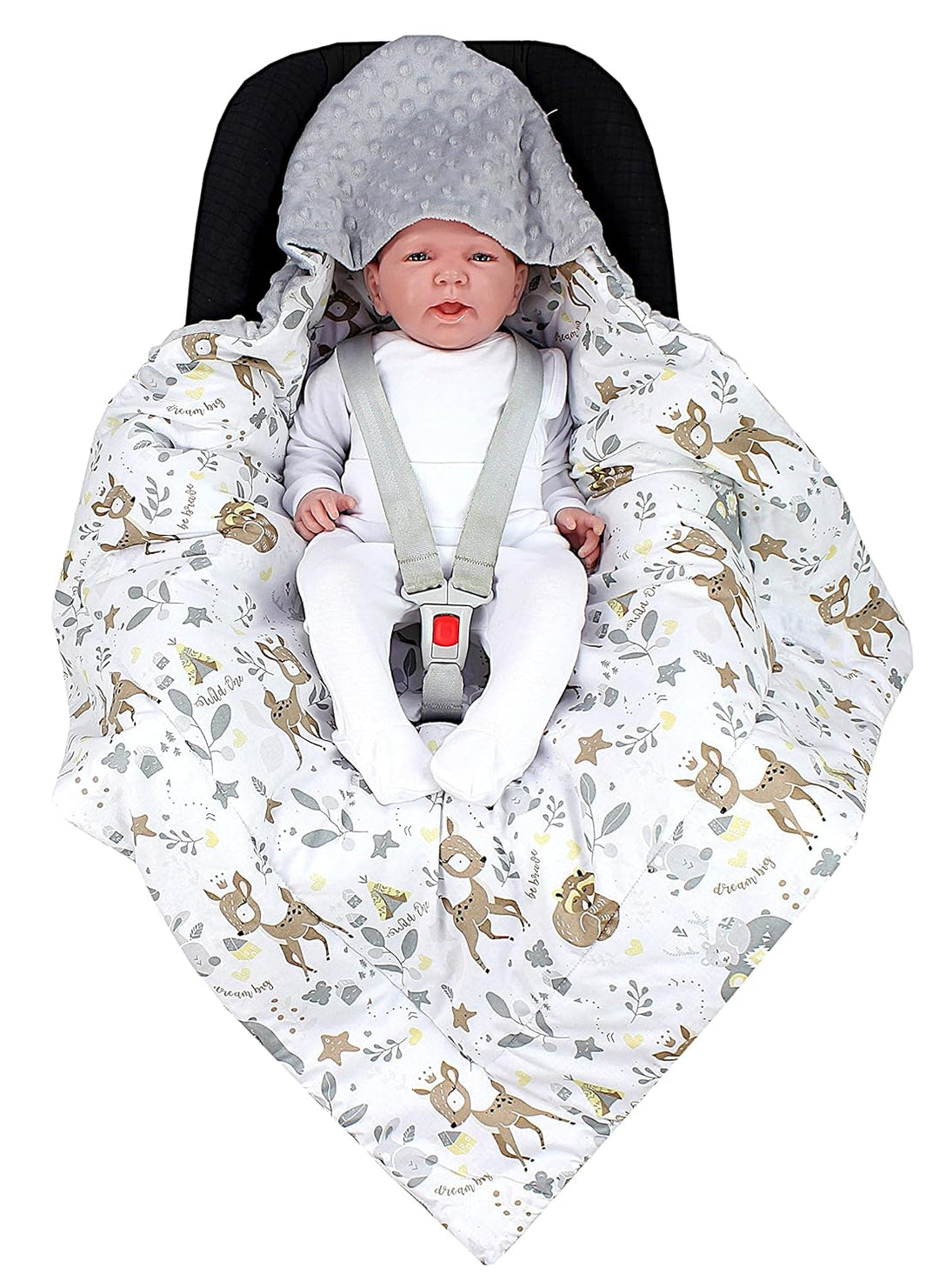 TupTam Baby Winter Einschlagdecke Babydecke 75x75cm für Autositz Babyschale Wattiert Minky Baumwolle