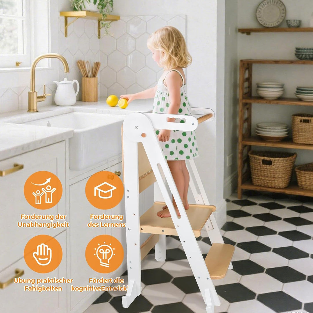 Lernturm ab 1 Jahr | 2 in 1 Learning Tower für Kinder | Klappbare Tritthocker mit Reissbrett | Lernt