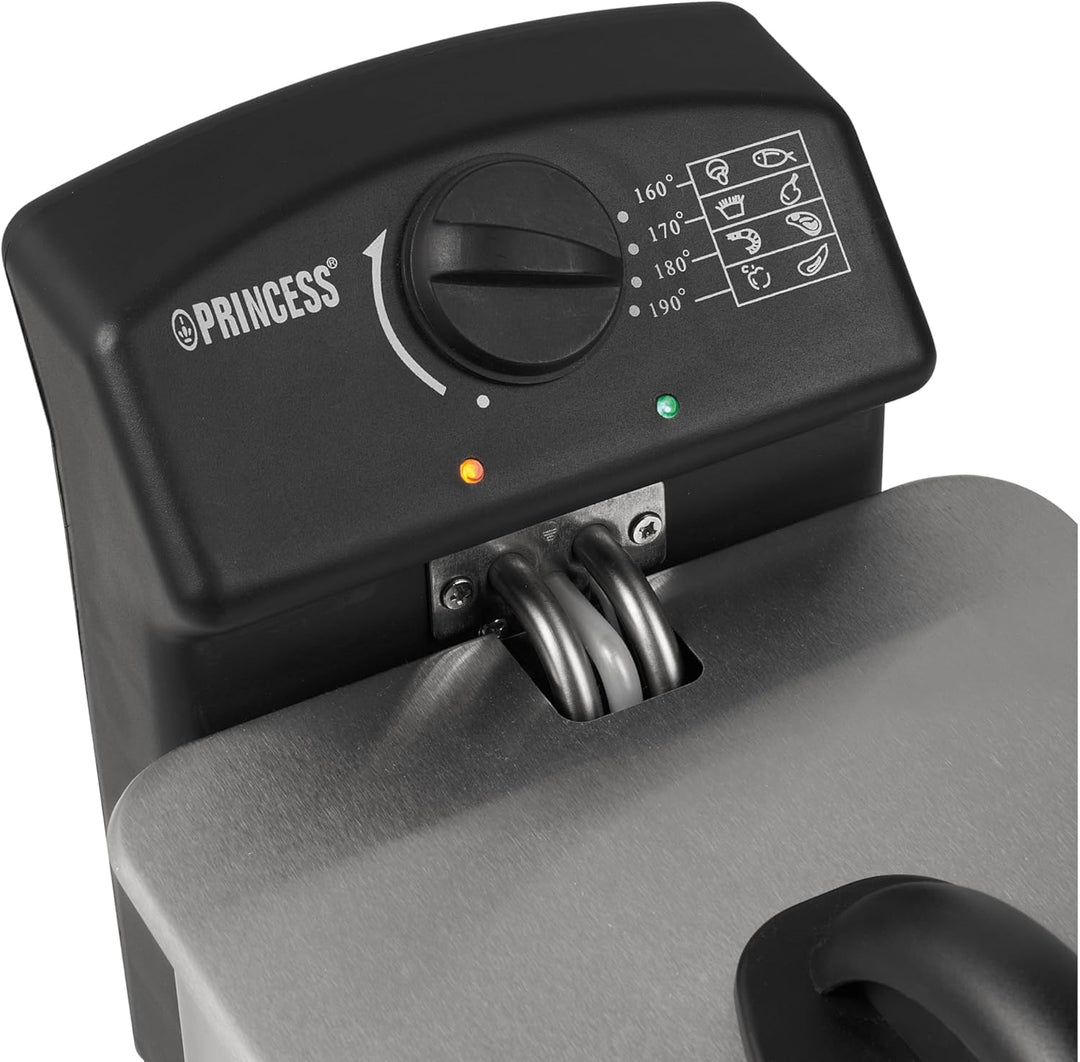 Princess Fritteuse – 2000 Watt, 4 Liter Fassungsvermögen, 800 g Füllmenge, 4 Personen, Thermostat, K