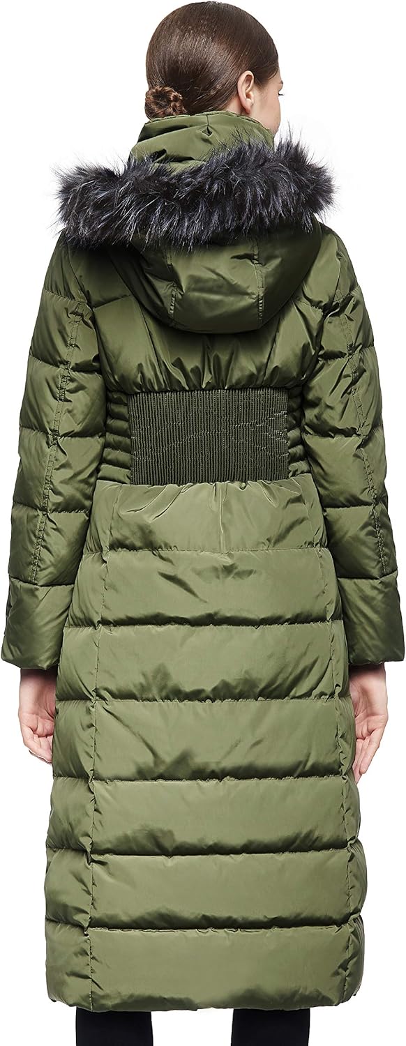 Orolay Damen Daunenmantel Lang Warm Winterjacke mit Kapuze Kunstpelz S Armeegrün, S Armeegrün