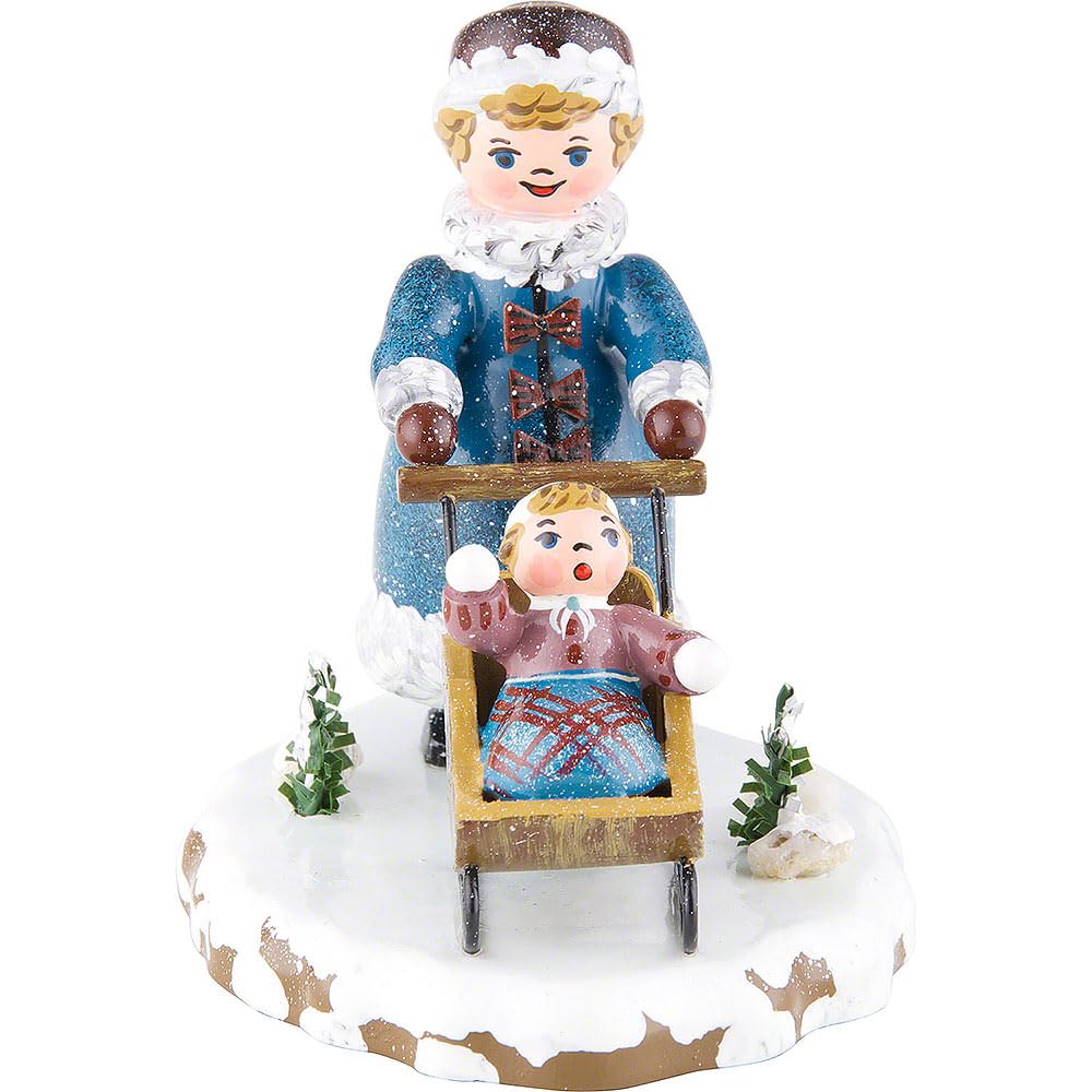 Kleine Figuren &amp; Miniaturen Winterkinder Mädchen mit Kinderschlitten - 7cm - Hubrig Volkskunst