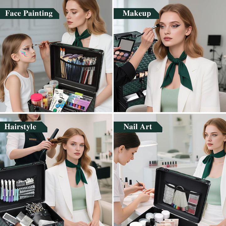 Kosmetik Trolley mit 4 Schubladen Friseurkoffer Gross Kosmetikkoffer Ngaelkoffer Make up Koffer mit