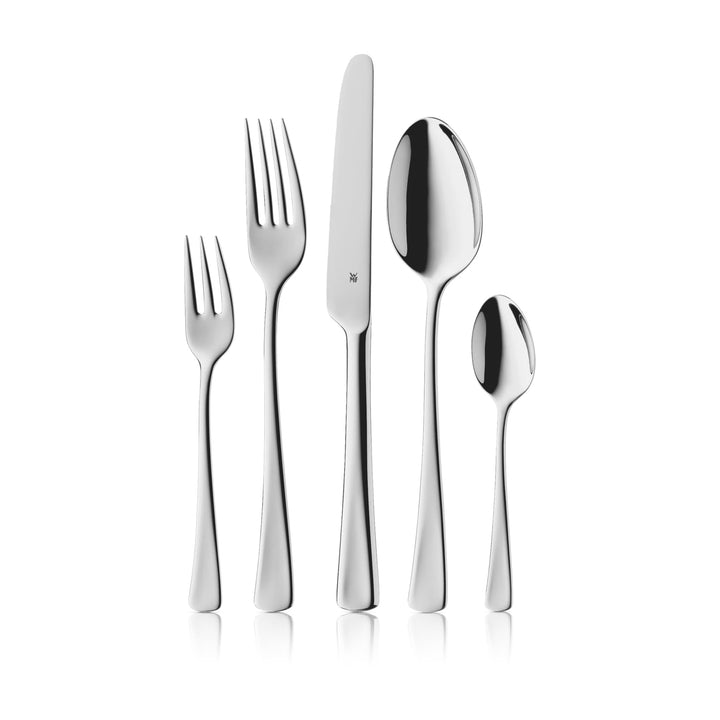 WMF Denver Edelstahl Besteck Set 6 Personen, Essbesteck Set 30 teilig, Monobloc-Messer, Cromargan Ed