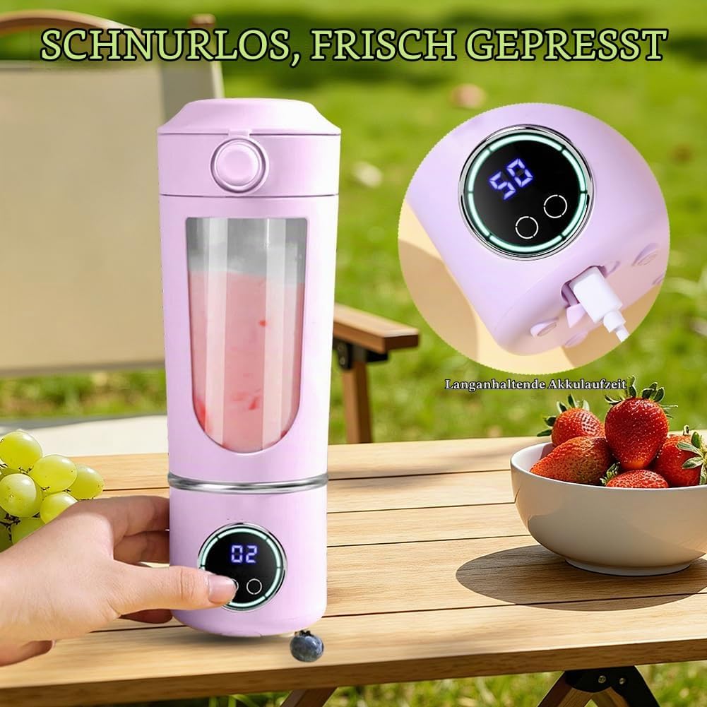 Tragbarer Mixer Smoothie Maker To Go 700ml, Mini Standmixer Tragbar mit 12 Edelstahlklingen, USB Wie