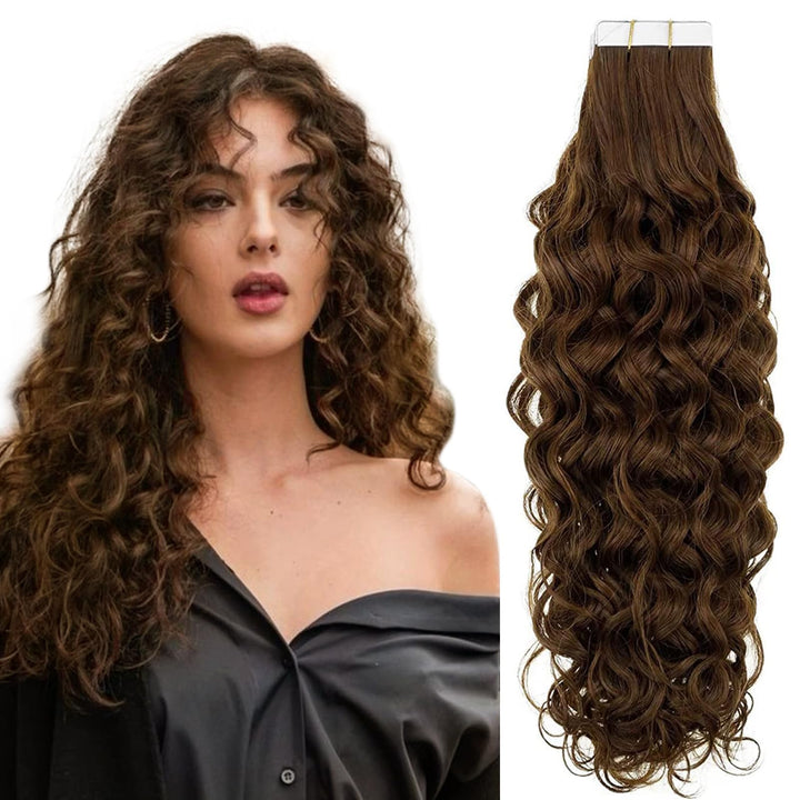 RUNATURE Tape Extensions Echthaar Lockig Extensions Tape in Extensions Echthaar Locken Echthaar Tape