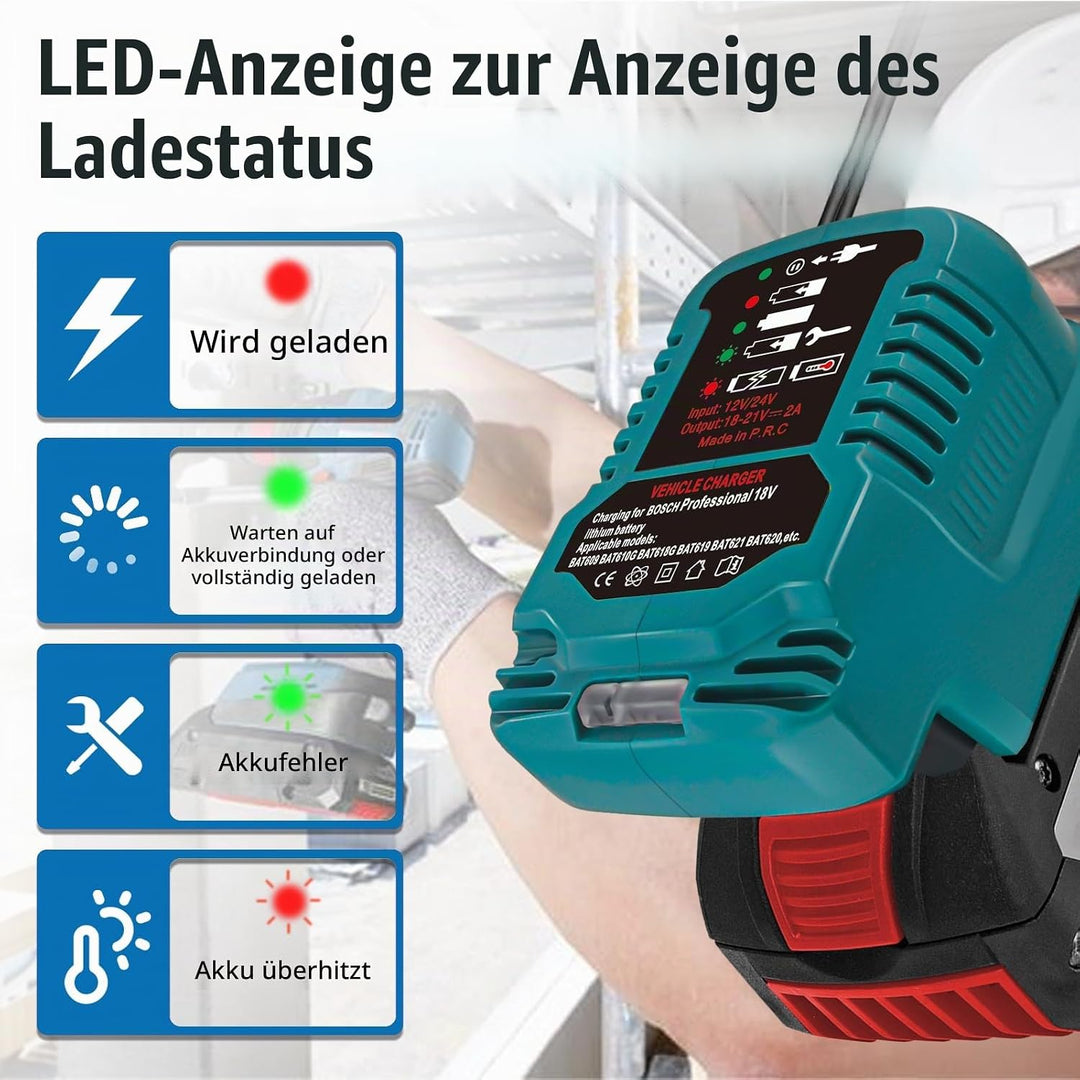 Mini Ladegerät für Bosch Professional 18V System GBA Ladestation mit LED-Anzeige Kompatibel mit Bosc