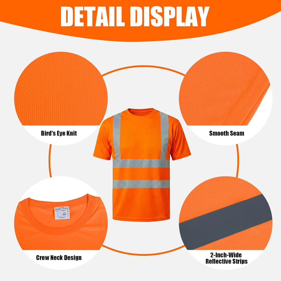 HYCOPROT Warnschutz T-Shirt Warnweste Reflektierend Warnweste Atmungsaktiv Leicht Kurzarmshirt Kurza