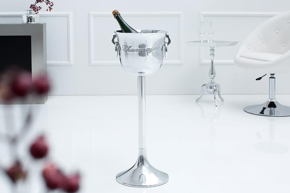 Riess Ambiente eleganter Sektkühler Champagne 75cm Silber poliert Flaschenkühler Flaschenhalter Flas