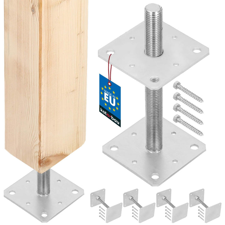 KOTARBAU® 4er Set Pfostenträger Höhenverstellbar - Montagestütze – 160 x 160 x 250 mm - Balkenschuh
