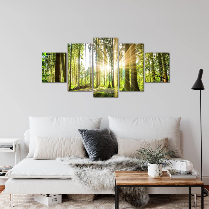 Runa Art Wandbilder Wald Landschaft 5 Teilig Bild auf Vlies Leinwand Deko Schlafzimmer Wohnzimmer So