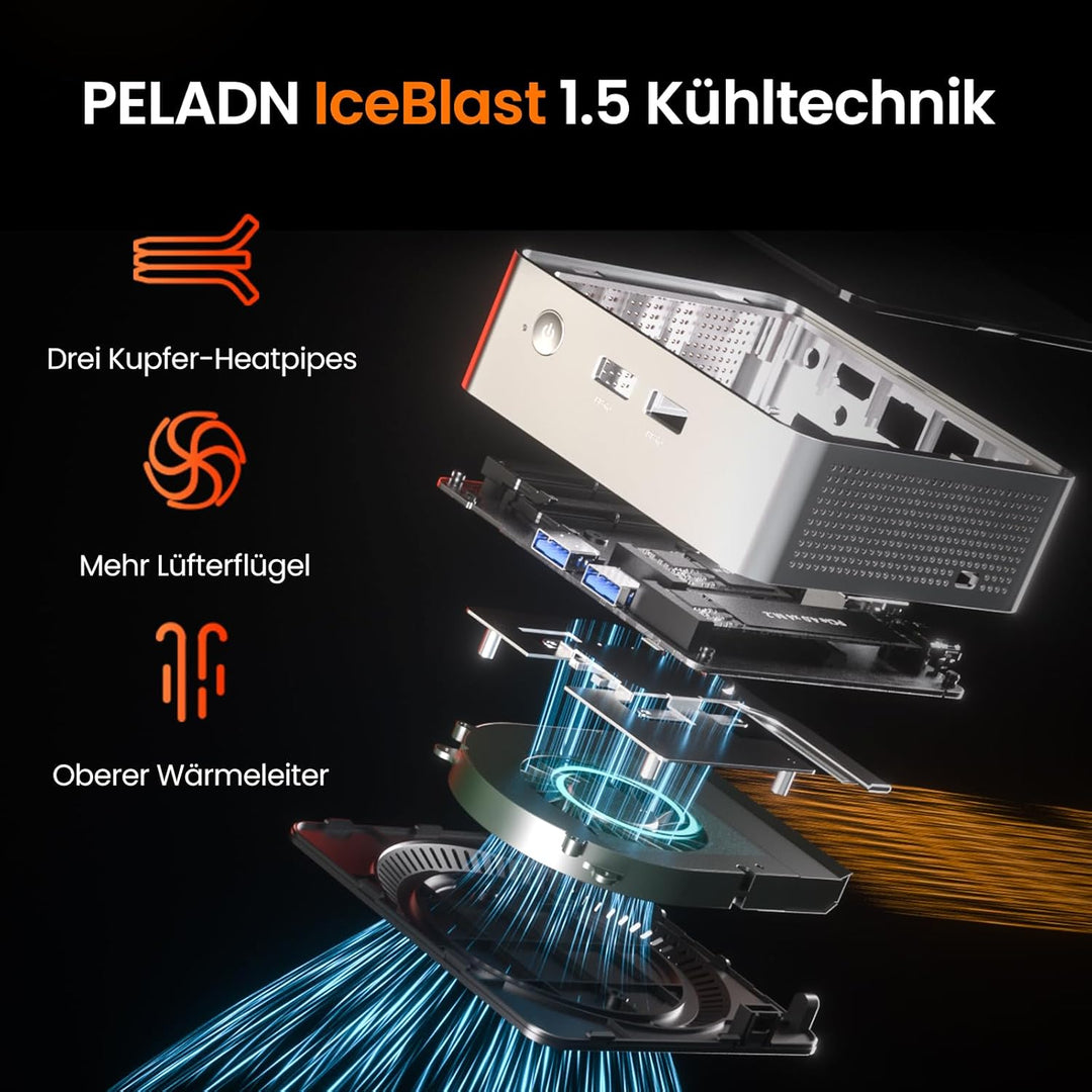 PELADN Mini PC AMD Ryzen 4300U bis zu 3,7 GHz, 8 GB DDR4 RAM, 256 GB SSD, Mini-Computer mit 4K/60Hz