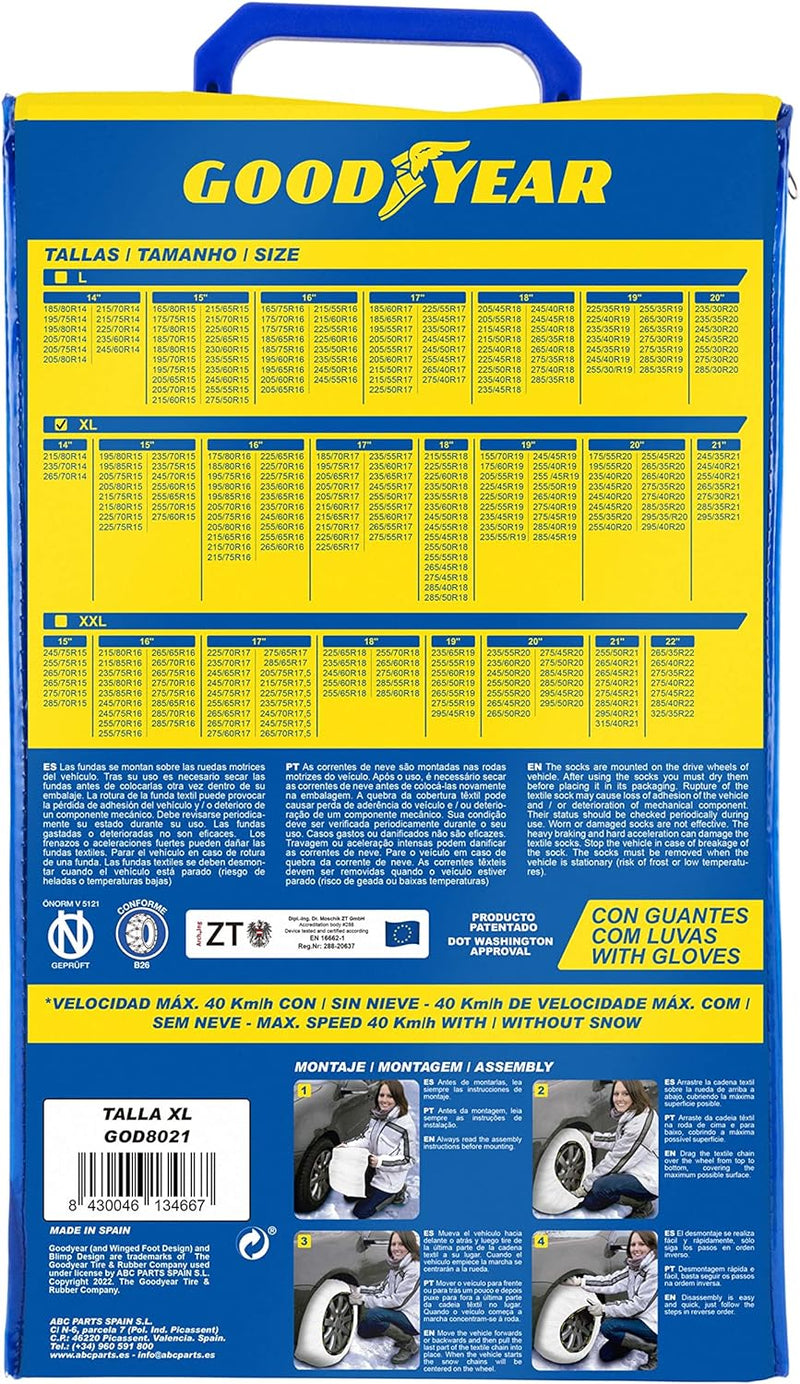 Goodyear Snow & Road Grösse XL 2er Set Textil Schneeketten für Autos SNOW & ROAD GRÖSSE XL, SNOW & R