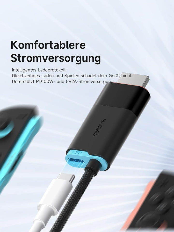 Hagibis Switch2 Dock für Nintendo Switch 1/2 & Switch OLED, USB-C-zu-HDMI-Kabeladapter mit 4K@60Hz,