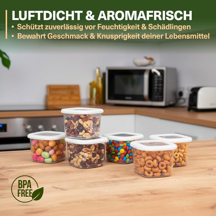 Vorratsdosen mit Deckel Luftdicht, 6er Vorratsbehälter Set BPA-Frei, Vorratsdose zur Müsli Mehl Aufb