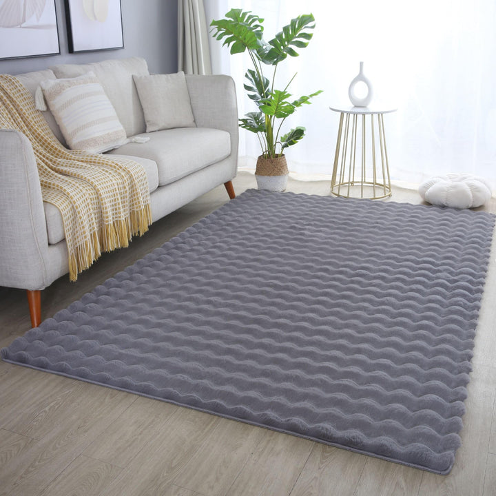 Carpetsale24 Teppich Wohnzimmer Moderne Einfarbig 3D Hoch-Tief Struktur Design Grau 160 x 230 cm - H