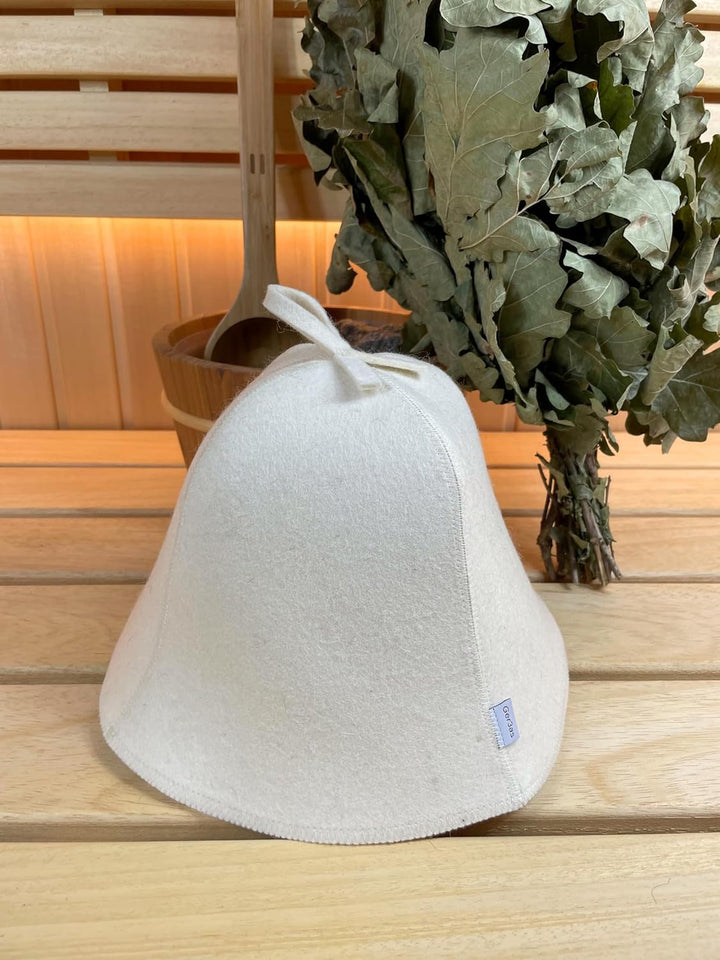 Ger3as Saunahut 100% Wollfilz mit Haken für Damen und Herren, Wellness Mütze Premium Qualität Filz S