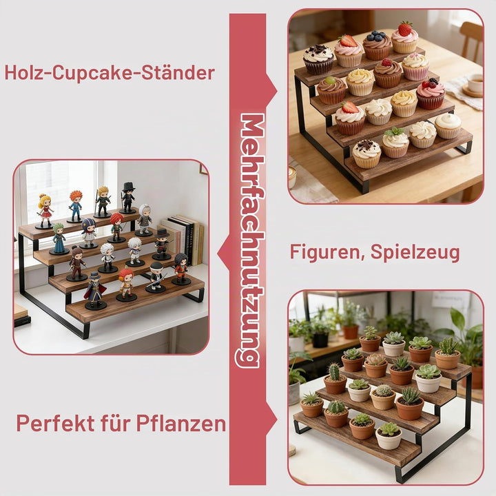 4 törtchen aus Holz, langlebige und leicht zu fertigen Cupcakes, für die partydekoration in ländlich