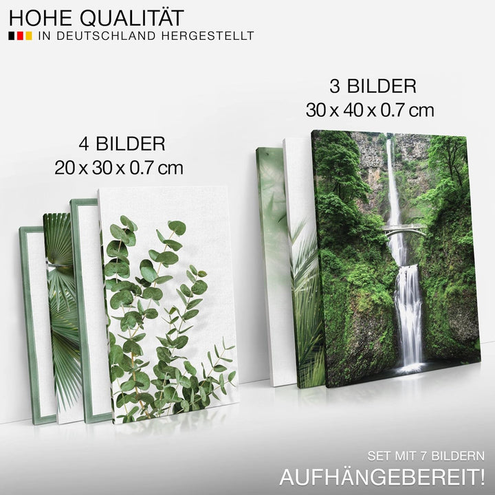 Novart Wandbilder Grüne Blätter Pflanze - KOMPLETT AUFHÄNGFERTIG - Natur Wohnzimmer Schlafzimmer- 7