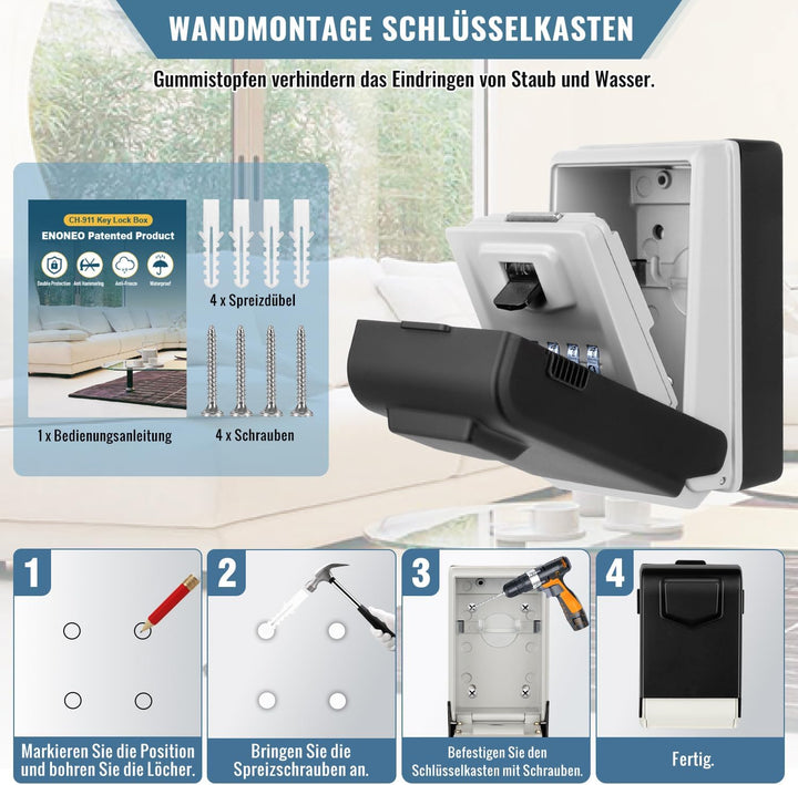 Schlüsseltresor mit Beleuchteten Zahlencode Aussen Schlüsselsafe Wasserdicht Robust Schlüsselbox Gro