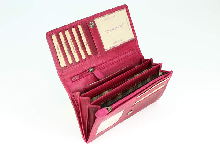 Vintage Leder Damen Geldbörse Portemonnaie Geldbeutel Portmonee aus weichem Leder mit RFID in pink -
