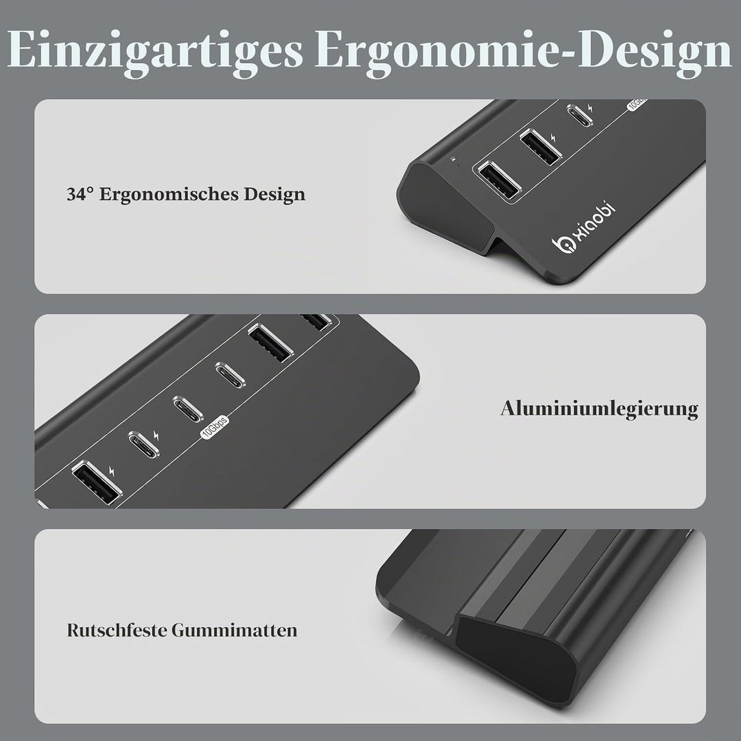 USB Hub mit Netzteil, 7 Port USB Hub 3.2 Gen 2, 10 Gbps USB Verteiler mit Netzteil 5V 3A Powered USB