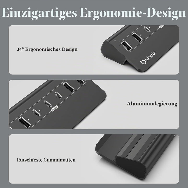 USB Hub mit Netzteil, 7 Port USB Hub 3.2 Gen 2, 10 Gbps USB Verteiler mit Netzteil 5V 3A Powered USB