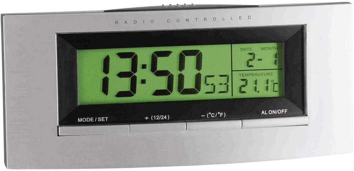 TFA Dostmann Digitaler Funk-Wecker, 98.1030, mit Temperatur, Hintergrundbeleuchtung, 19,3 x 4,2 x 26