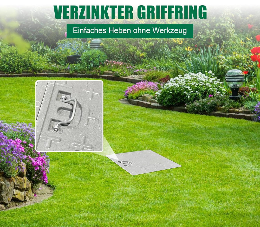 Schachtabdeckung mit Rahmen 300x300 mm GFK A15 Schachtdeckel mit Griff Kanaldeckel Inspektionsschach