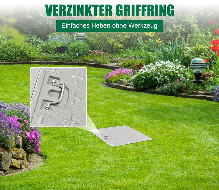 Schachtabdeckung mit Rahmen 300x300 mm GFK A15 Schachtdeckel mit Griff Kanaldeckel Inspektionsschach